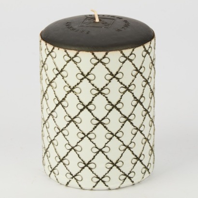 A Hand Decorated Candle in Velvet Pouch from Pernici Italy