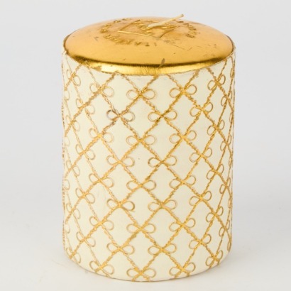 A Hand Decorated Candle in Velvet Pouch from Pernici Italy
