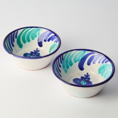 A Pair of Vintage Fajalauza Pottery, Spain Hand Painted Bowls
