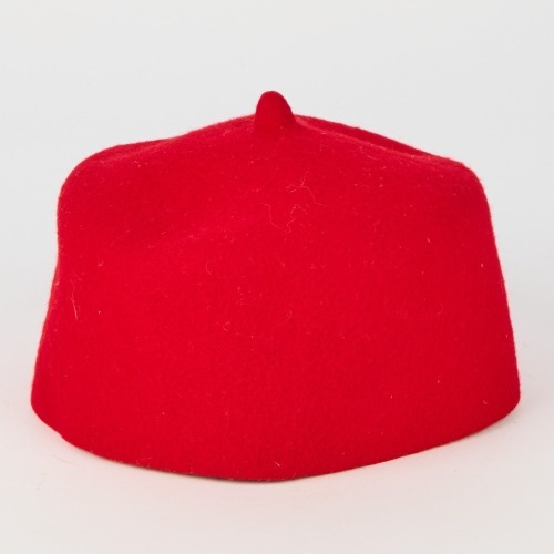 A Traditional African Igbo Fila Red Wool Felt Cap