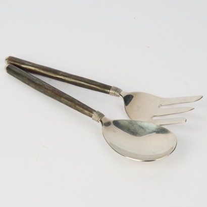 A Forged Stainless Steel Salad Server Set