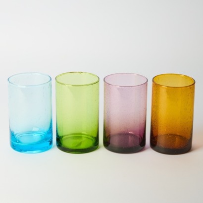 A Set of Four Handblown Colour Glasses