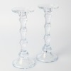 A Pair of Crystal Four Pillar Candlestick Holders