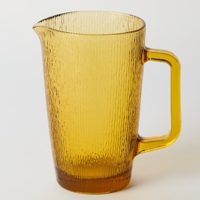 A Kaaru Glass Crown Crystal Honeygold 'Furrow' Jug, 1970s