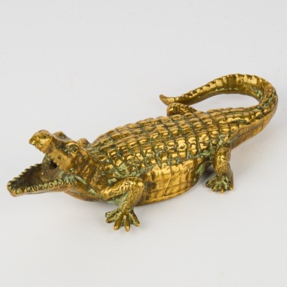 A Retro Brass Crocodile Figure