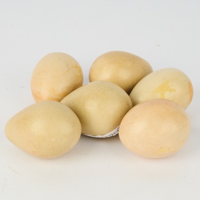 A collection of six decorative Stone Eggs