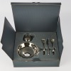 A Georg Jensen Five-Piece Child's Cutlery, Bowl and Plate Set in Box (Unused)