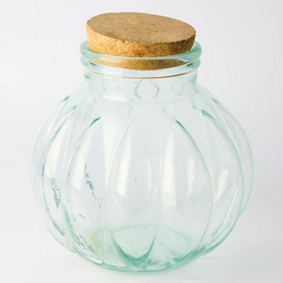 A Large Vintage Italian Glass Fluted Cookie Jar