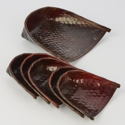 A Set of Japanese Lacquered Bamboo Ceremonial Plates