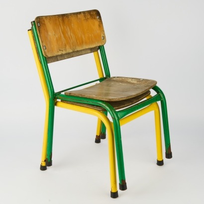A Pair of Vintage Ply and Metal Childrens Chairs