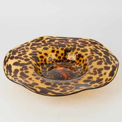A Large Murano Style Panthera Art Glass Bowl