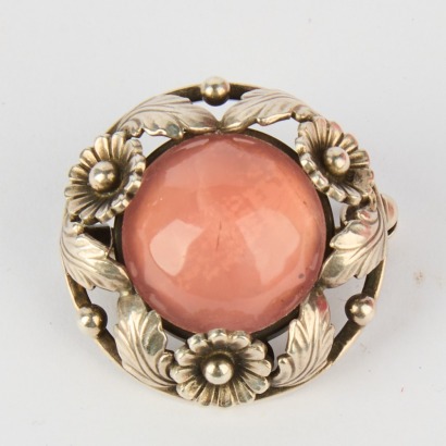 A Vintage Neils Erik Rose Quartz Brooch