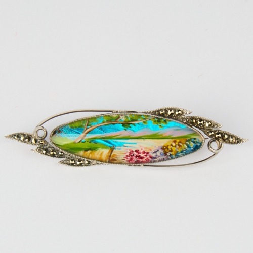 Art Deco Stg Silver Butterfly Wing Brooch