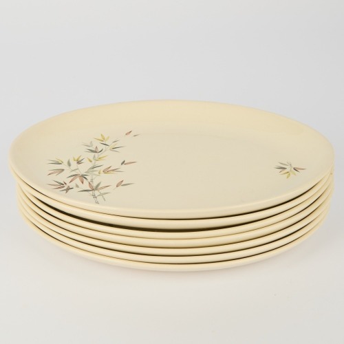 A Set of Seven Crown Lynn Bamboo Oval Plates