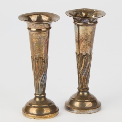 A Pair of Weighted Sterling Silver Vases