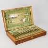 An Ornate Silver Plated Fish Service in a Mahogany Box