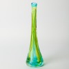 A Handblown Green and Blue deFlute Glass Vase