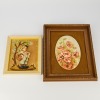 A Set of Two European Hand-Painted Floral Porcelain Plaque in Frame, Together With A Hand-Painted Figural Picture Frame