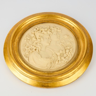 A Vintage Neoclassical-Style Plaster Basrelief Wall Plaque
