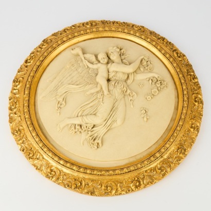 A Vintage Neoclassical-Style Plaster Basrelief Wall Plaque