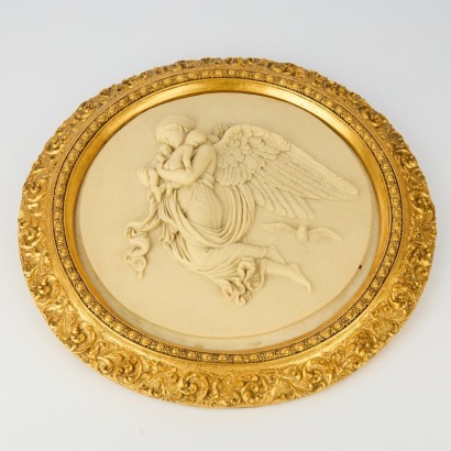 A Vintage Neoclassical-Style Plaster Basrelief Wall Plaque