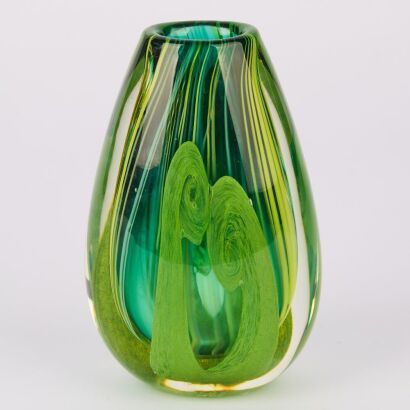 A Handblown Lynden Over Koru Glass Vase