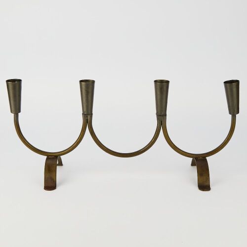 A Large Metal Scandinavian Brutalist Candelabra