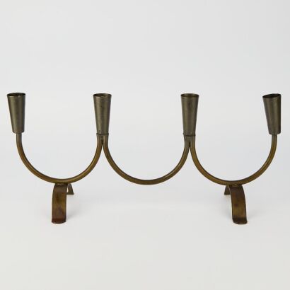 A Large Metal Scandinavian Brutalist Candelabra