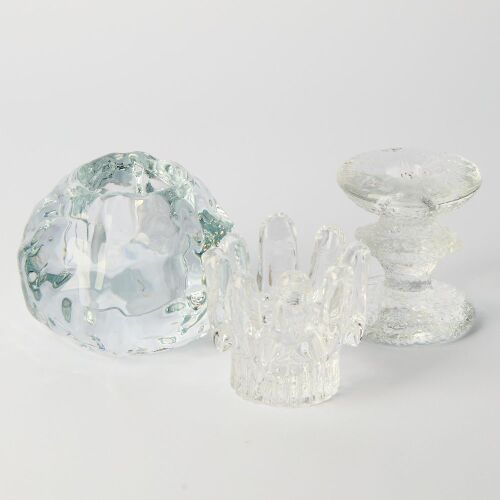 A Set of Three Scandinavian Crystal Candleholders