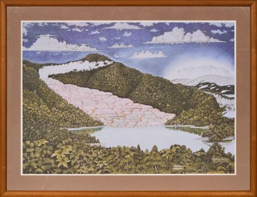 A Limited Edition Lithograph of 'Pink Terraces' by Rei Hamon