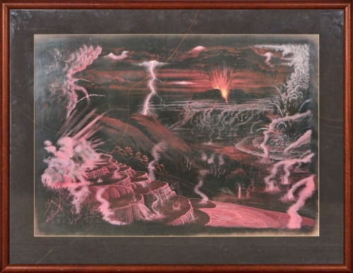A Large Limited Edition Lithograph Titled 'Eruption Mt Tarawera'&sbquo; by Albert Awanui Hamon