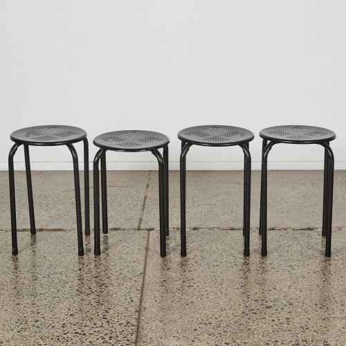 A Set of Four Retro Style Metal Stools