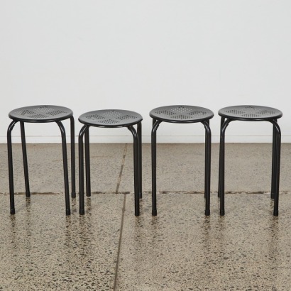 A Set of Four Retro Style Metal Stools