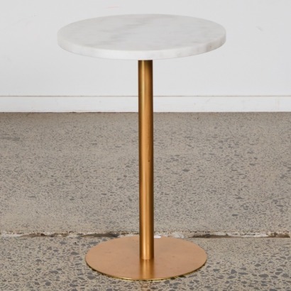 A Small Marble Topped Side Table With Gold Base