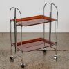 A Mid-century Modern Chrome and Brown Perspex folding Drinks Trolley Circa 1960's