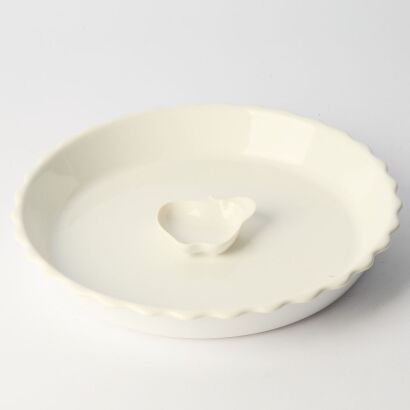 A REVOL France Vintage Porcelain Fluted Pie Dish with Apple