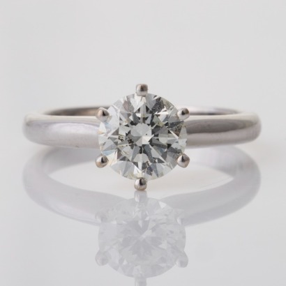 Michael Hill, 18ct White Gold, 1.00ct Diamond Solitaire Ring with Box