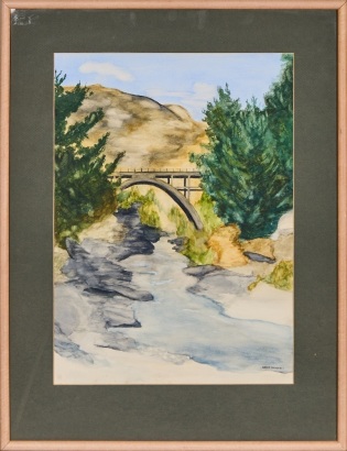 An Arrowtown Cavill Bridge Watercolour