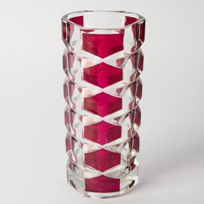 A Large French Mid-Century Facet Cut Vase