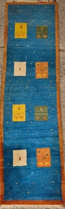 A Traditional Hand-Knotted Wool Iranian Tribal Gabbeh Runner