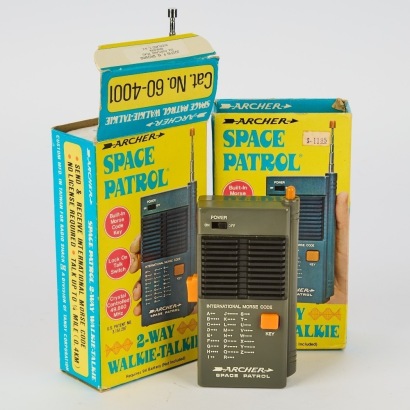 A Vintage Space Patrol Walkie Talkie Set