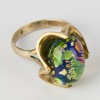 A Green Foiled Opal Mid-Century 925 Silver Ring