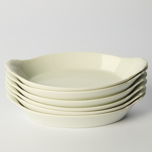 A set of six French Pillivuyt Porcelain oval gritan dishes