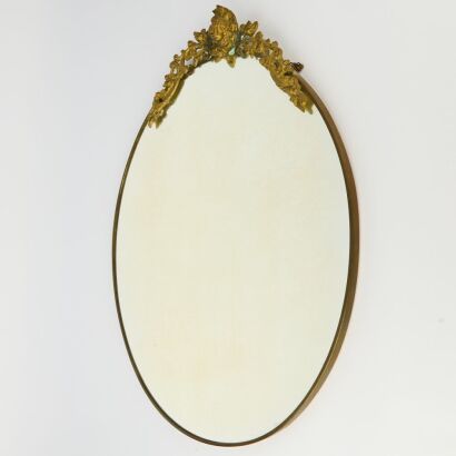An Art Nouveau Vintage Brass Figural Mirror