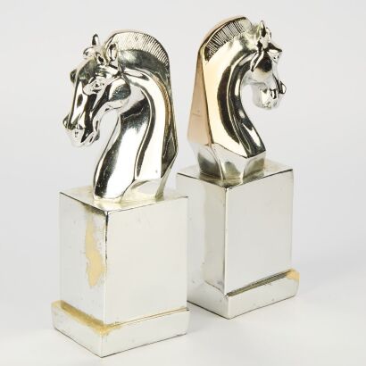 A Pair of Heavy Pegasus Bookends in Silver Colour