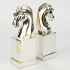 A Pair of Heavy Pegasus Bookends in Silver Colour