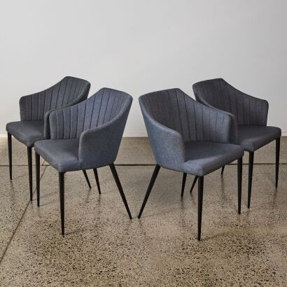 A Set of Four Contemporary Grey Upholstered Dining Chairs