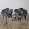 A Set of Four Contemporary Grey Upholstered Dining Chairs