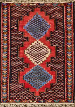 A Hand Knotted Wool Persian Kurdish Kilim