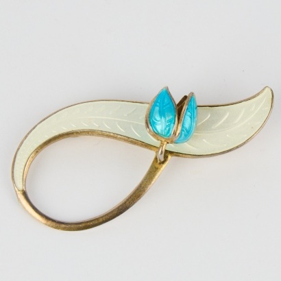 A Vintage Sterling Silver Brooch with Tulip, Norway
